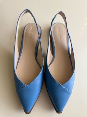 Cole Haan Sky Blue Pointed-Toe Slingback Flats